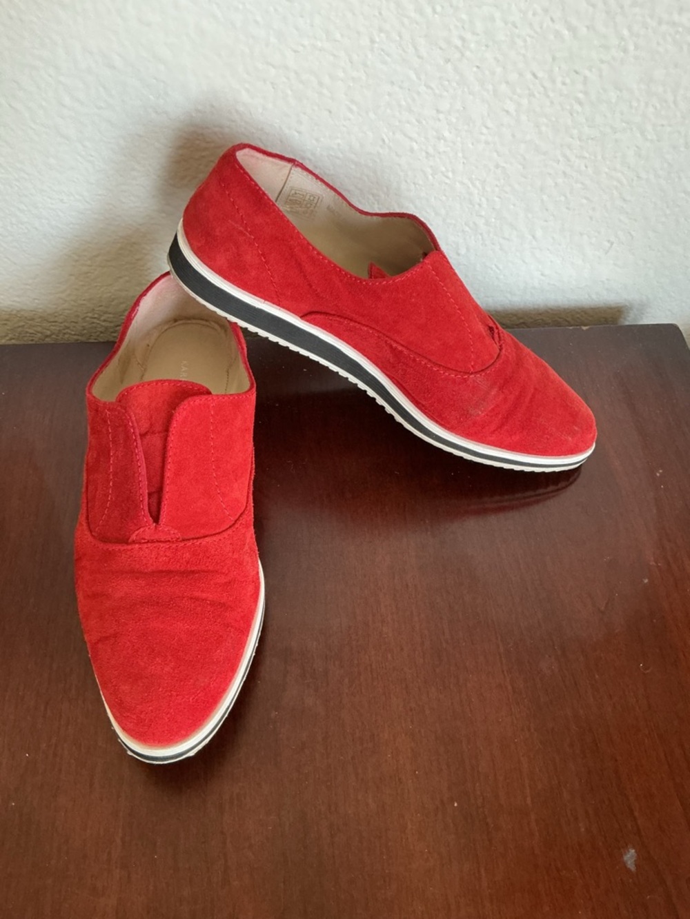 Karen Millen Red Suede Slip-On Loafers
